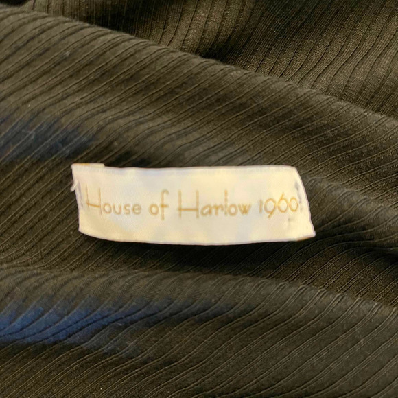 House of Harlow 1960 One Shoulder Body Con Stretch Black Ribbed N/S - Picture 5 of 11